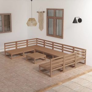vidaXL Set mobilier de grădină, 10 piese, lemn masiv pin imagine