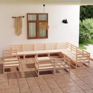 vidaXL Set mobilier de grădină, 13 piese, lemn masiv de pin imagine