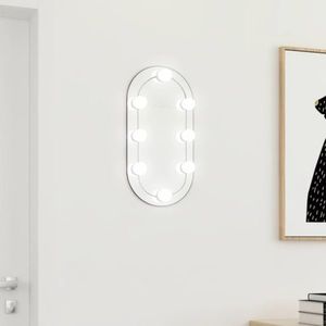 vidaXL Oglindă ovală cu lumini LED, 40x20, cm, sticlă imagine