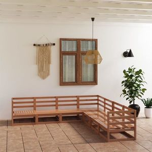 vidaXL Set mobilier de grădină, 7 piese, maro miere, lemn masiv pin imagine