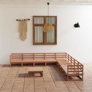 vidaXL Set mobilier de grădină, 10 piese, maro miere, lemn masiv pin imagine