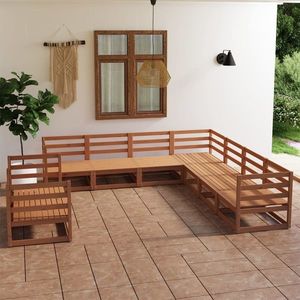 vidaXL Set mobilier de grădină, 9 piese, maro miere, lemn masiv pin imagine