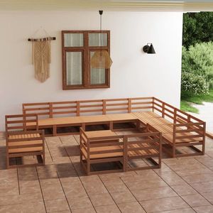 vidaXL Set mobilier de grădină, 13 piese, maro miere, lemn masiv pin imagine