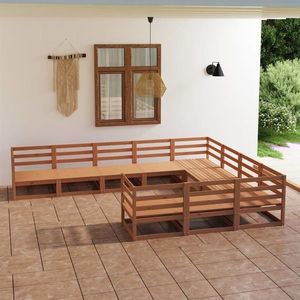 vidaXL Set mobilier relaxare de grădină, 10 piese, lemn masiv de pin imagine
