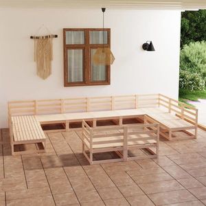 vidaXL Set mobilier de grădină, 12 piese, lemn masiv de pin imagine
