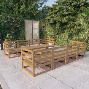 vidaXL Set mobilier de grădină, 9 piese, maro miere, lemn masiv de pin imagine