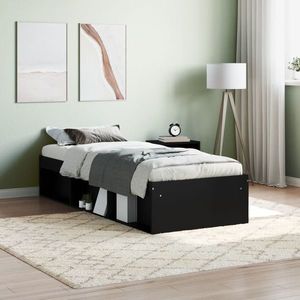 vidaXL Cadru de pat mic single, negru, 75x190 cm imagine