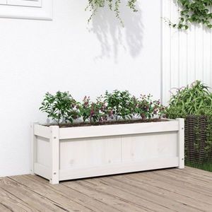 vidaXL Jardinieră de grădină, alb, 90x31x31 cm, lemn masiv de pin imagine