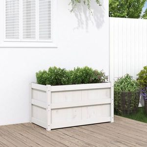 vidaXL Jardinieră de grădină, alb, 90x50x50 cm, lemn masiv de pin imagine