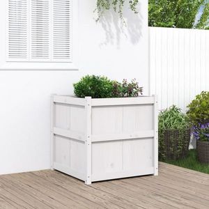 vidaXL Jardinieră de grădină, alb, 70x70x70 cm, lemn masiv de pin imagine