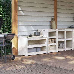 vidaXL Dulapuri de bucătărie de exterior, 2 buc., alb, lemn masiv pin imagine