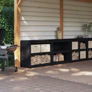 vidaXL Dulapuri de bucătărie de exterior, 2buc., negru, lemn masiv pin imagine