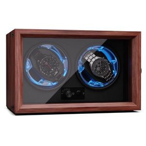 Klarstein Brienz 2, cutie de întors ceasuri, 2 ceasuri, 4 moduri, aspect de lemn, lumină interioară albastră imagine