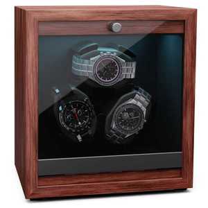 Klarstein Brienz 3, cutie de întors ceasuri, 3 ceasuri, 4 moduri, aspect de lemn, lumină interioară albastră imagine