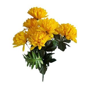 Buchet artificial de Crizanteme, galben, înălțime 58 cm imagine