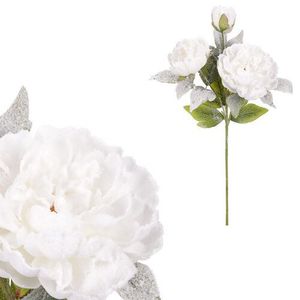 Bujor artificial, 3 flori, alb imagine