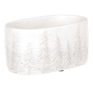 Mască de ghiveci ovală cu motiv de Crăciun Copaci, alb-argintiu, 20 x 10 x 11 cm imagine