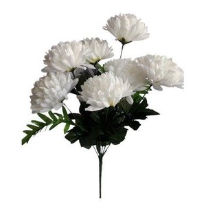 Buchet artificial de Crizanteme, alb, înălțime 58 cm imagine