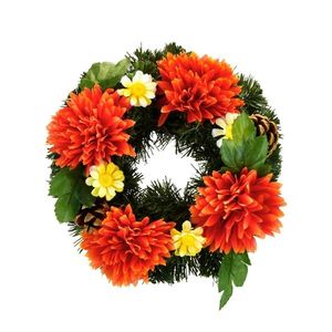 Coroniță de toamnă cu flori artificiale 20cm, portocaliu imagine