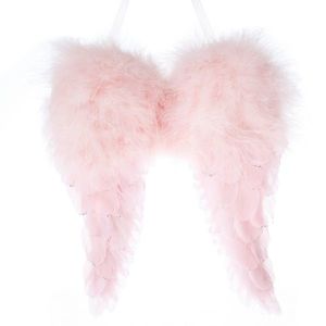 Aripi de înger Christmas wings din pene roz, 31 x 25 x 8 cm imagine