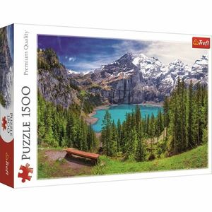 Puzzle Trefl Lacul Oeschinen, Alpi 1500 bucăți imagine