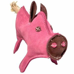 Jucărie pentru câini PafDog Purcelușul Pinky din piele și iută, 28 cm imagine