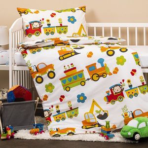 Lenjerie de pat pentru copii Mașinuțe, din bumbac, 90 x 140 cm, 45 x 65 cm imagine