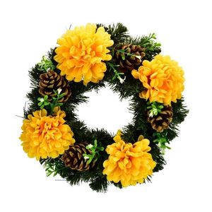 Coroniță de toamnă cu flori artificiale 30 cm, galben imagine