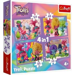 Puzzle Trefl Trolli 3 Aventură colorată, 4în1 (35, 48, 54, 70 bucăți) imagine