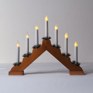 Sfeșnic de Advent cu LED Imitație flacără, stejar imagine