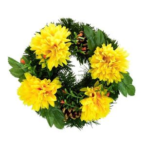 Coroniță de toamnă cu flori artificiale 20 cm, galben imagine