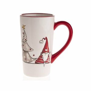 Cană de Crăciun Spiridușul și renul, ceramică, 580 ml, roșu imagine