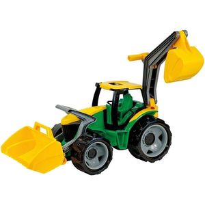 Tractor Lena, cu lamă și excavator, 65 cm, verde-galben imagine