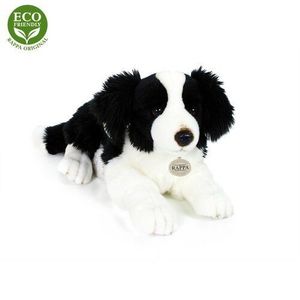 Câine Border colie din pluș Rappa, alb-negru, 45 cm imagine