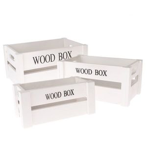 Set lădițe din lemn Wood Box, 3 buc., alb imagine