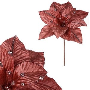 Floare de Crăciuniță 30 cm, catifea, roz imagine