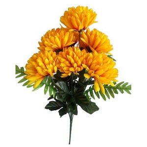 Buchet artificial de Crizanteme, galben închis, înălțime 58 cm imagine