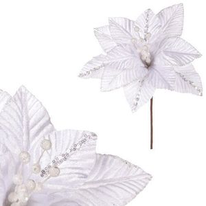 Floare Crăciuniță 30 cm, catifea, alb imagine