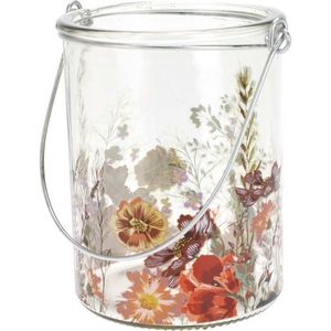 Suport de sticlă suspendat pentru lumânare Flori de pajiște, 10 x 8 cm, roșu imagine