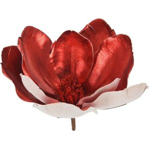 Floare de magnolie artificială pe clips, roșu, 22 x 20 cm imagine