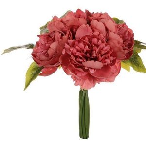 Buchet de bujor artificial, 9 flori, 20 x 28 x 20 cm, roz deschis imagine