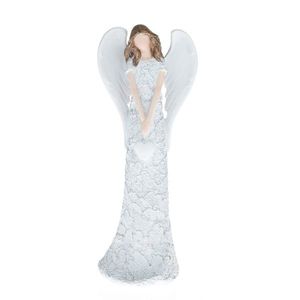 Înger cu inimioară din poliresină, 20 cm imagine
