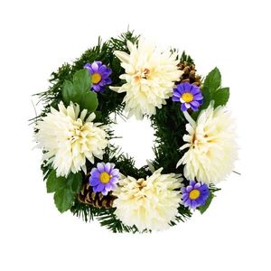 Coroniță de toamnă cu flori artificiale20 cm, alb imagine