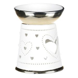 Aroma-lampă din porțelan Hearts, auriu-alb, 10 x 13 x 10 cm imagine