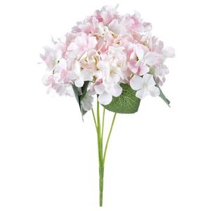 Buchet de hortensie artificială, 5 flori, 25 x 38 x 25 cm, roz-alb imagine
