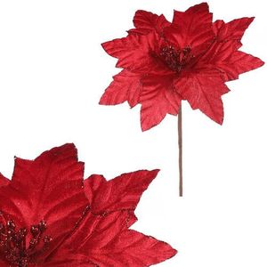Floare de Crăciuniță 22 cm, catifea, roșu imagine
