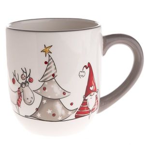 Cană de Crăciun Spiridușul și renul, ceramică, 550 ml, gri imagine