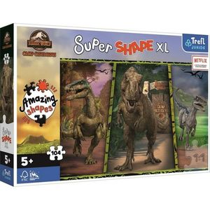 Puzzle Trefl Super Shape Dinozaurii colorați/Jurassic World, 104 XL buc. imagine