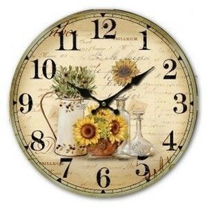 Ceas de perete Sunflower, diam. 34 cm, lemn imagine