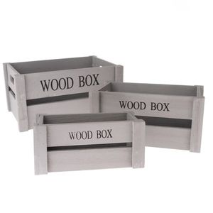 Set lădițe din lemn Wood Box, 3 buc., gri imagine